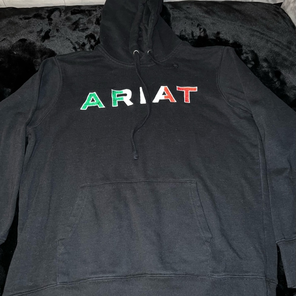 Ariat Black Hoodie with Red and Green Lettering
